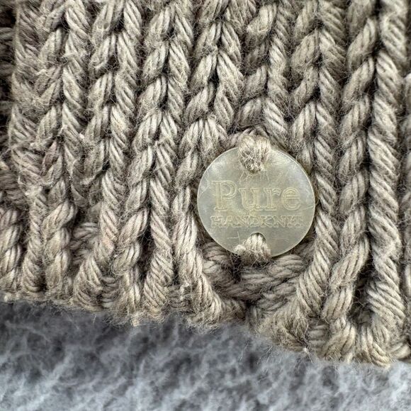 Pure Handknit Taupe Brown 100% Cotton Cable Knit Button Front Sweater Vest XS/S - Picture 8 of 12